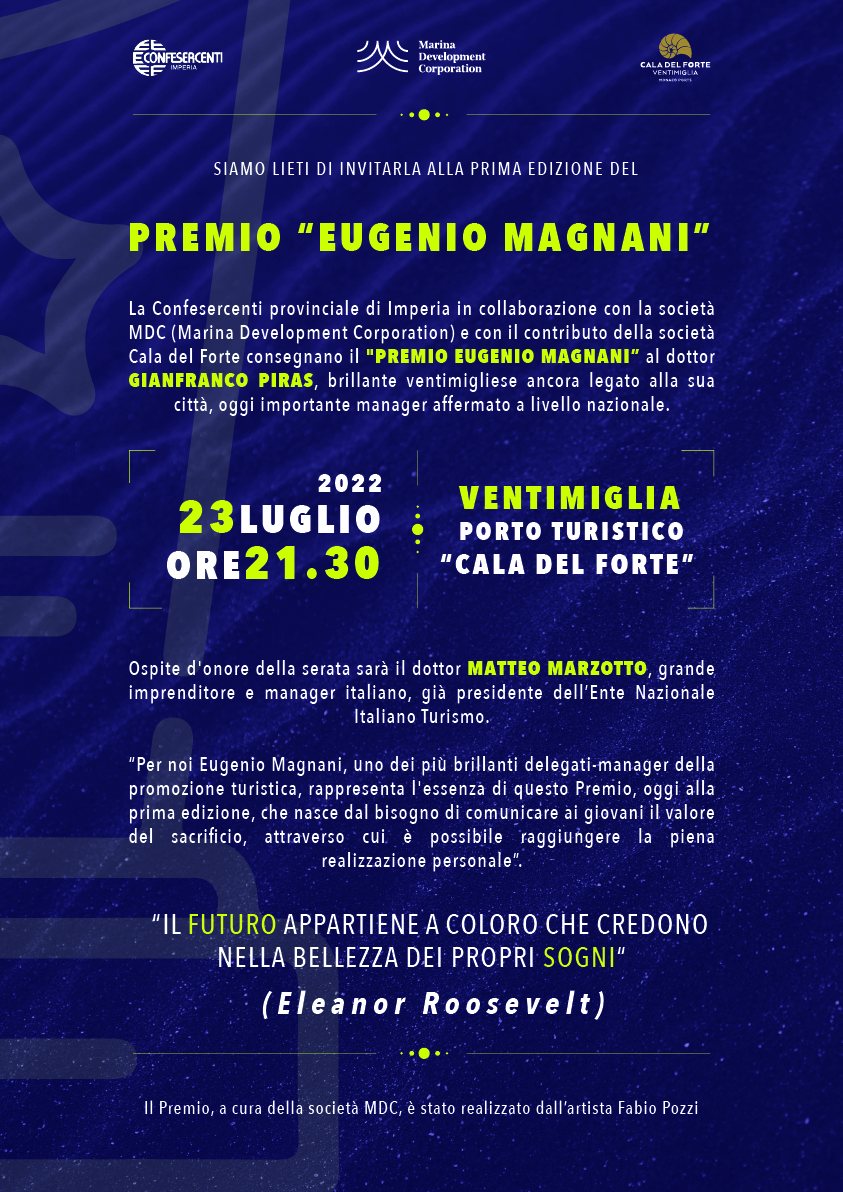 Confesercenti Liguria, Ventimiglia: Matteo Marzotto ospite d’onore della prima edizione del Premio Magnani